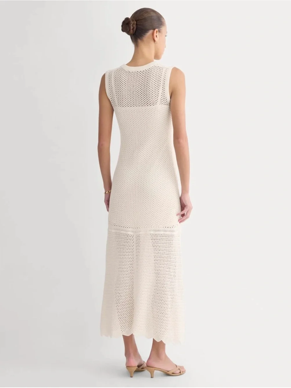 Everlane Lace Knit Maxi Sweater Dress - Bone White Size M Crochet Sweater Dress